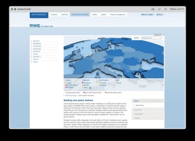 RWE Landingpage Kraftwerke Flashanimation